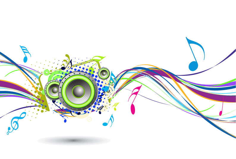 free vector Abstract Rainbow Wave with Music Node Background